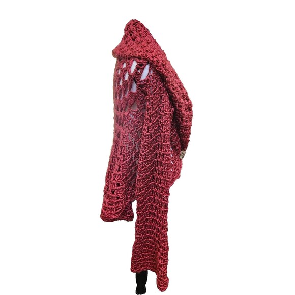 Red Crochet Shrug Bolero Granny Square Stitch - Picture 5 of 7